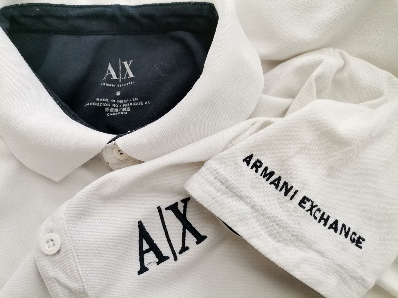 AX Armani Exchange Rozmiar S Kolor Biały Kołnierz Koszulka Polo Krótki rękaw Materiał Bawełna