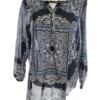 Carla F Rozmiar S Kolor Granatowy Damask Paisley Keyhole Crew Neck Bluzka Rękaw 3/4 Materiał Bawełna 100%