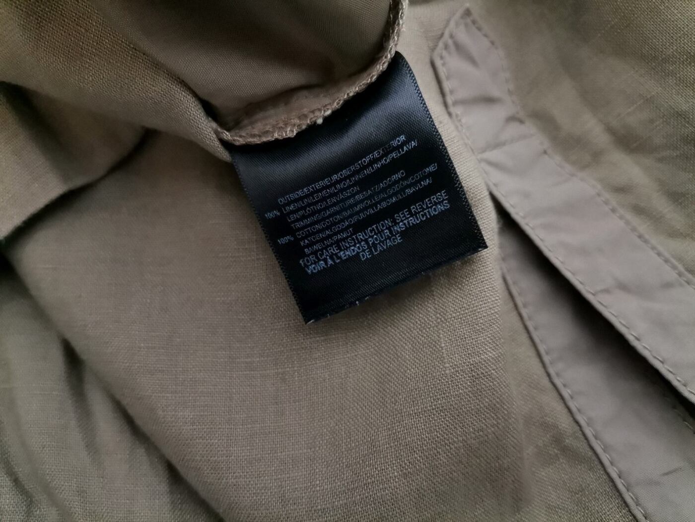 Mexx Rozmiar 38 Kolor Khaki Split Crew Neck Sukienka Koszulowa Krótki rękaw Midi Materiał Len 100%