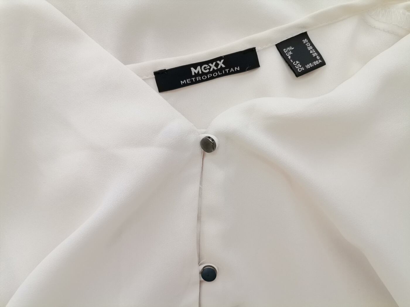 Mexx Rozmiar 36 Kolor Kremowy Split Crew Neck Bluzka Zapinana Długi rękaw