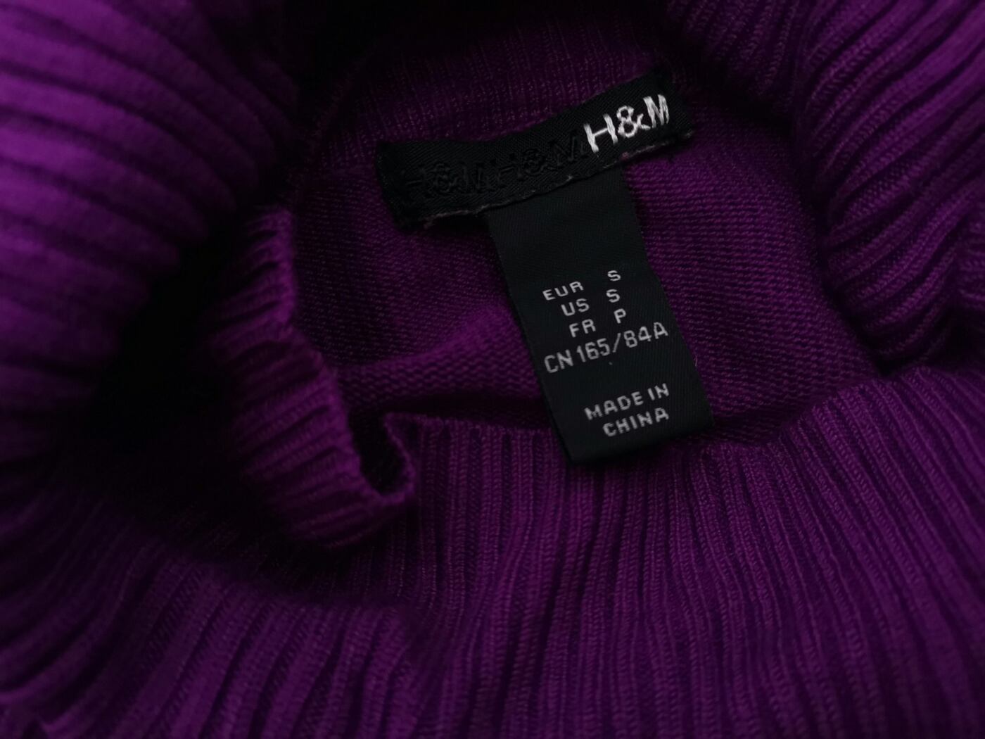 H&m Rozmiar S Kolor Fioletowy Golf Sukienka Sweterkowa Długi rękaw Krótka