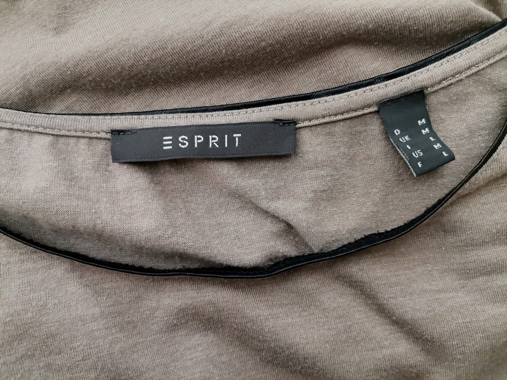 Esprit Rozmiar M Kolor Khaki Okrągły dekolt Bluzka Krótki rękaw