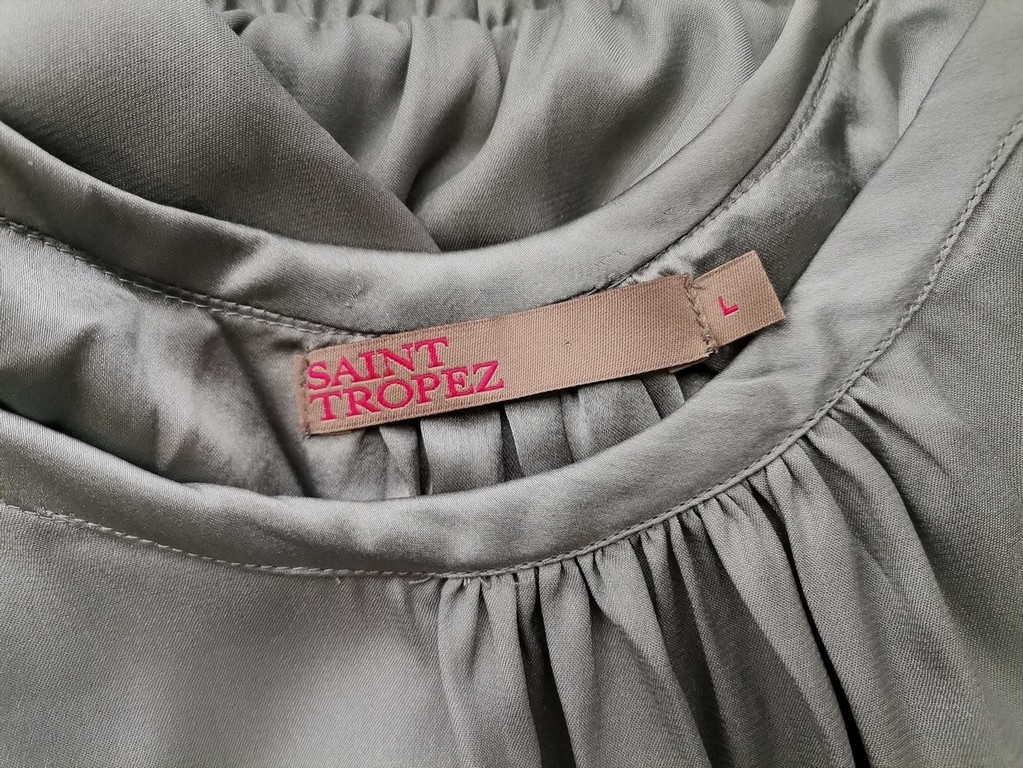 Saint tropez Rozmiar L Kolor Szary Okrągły dekolt Sukienka Blouson Rękaw 3/4 Midi