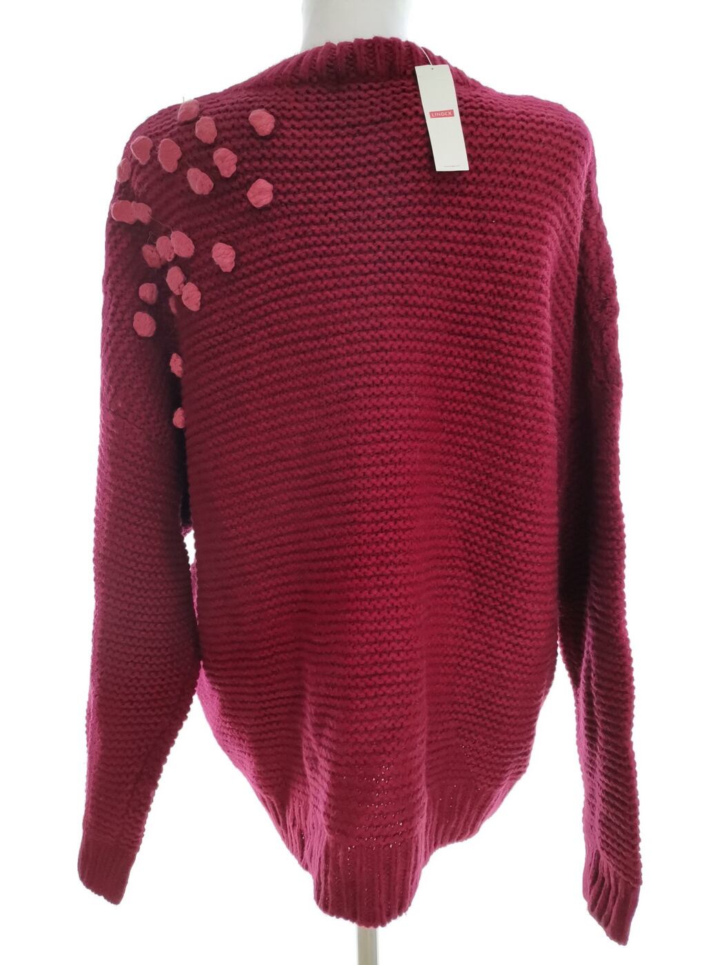 Lindex Rozmiar L Kolor Purpurowy Crew Neck Sweter Świąteczny Gwiazdka Rękaw 3/4 Materiał Akryl Dzianina waflowa