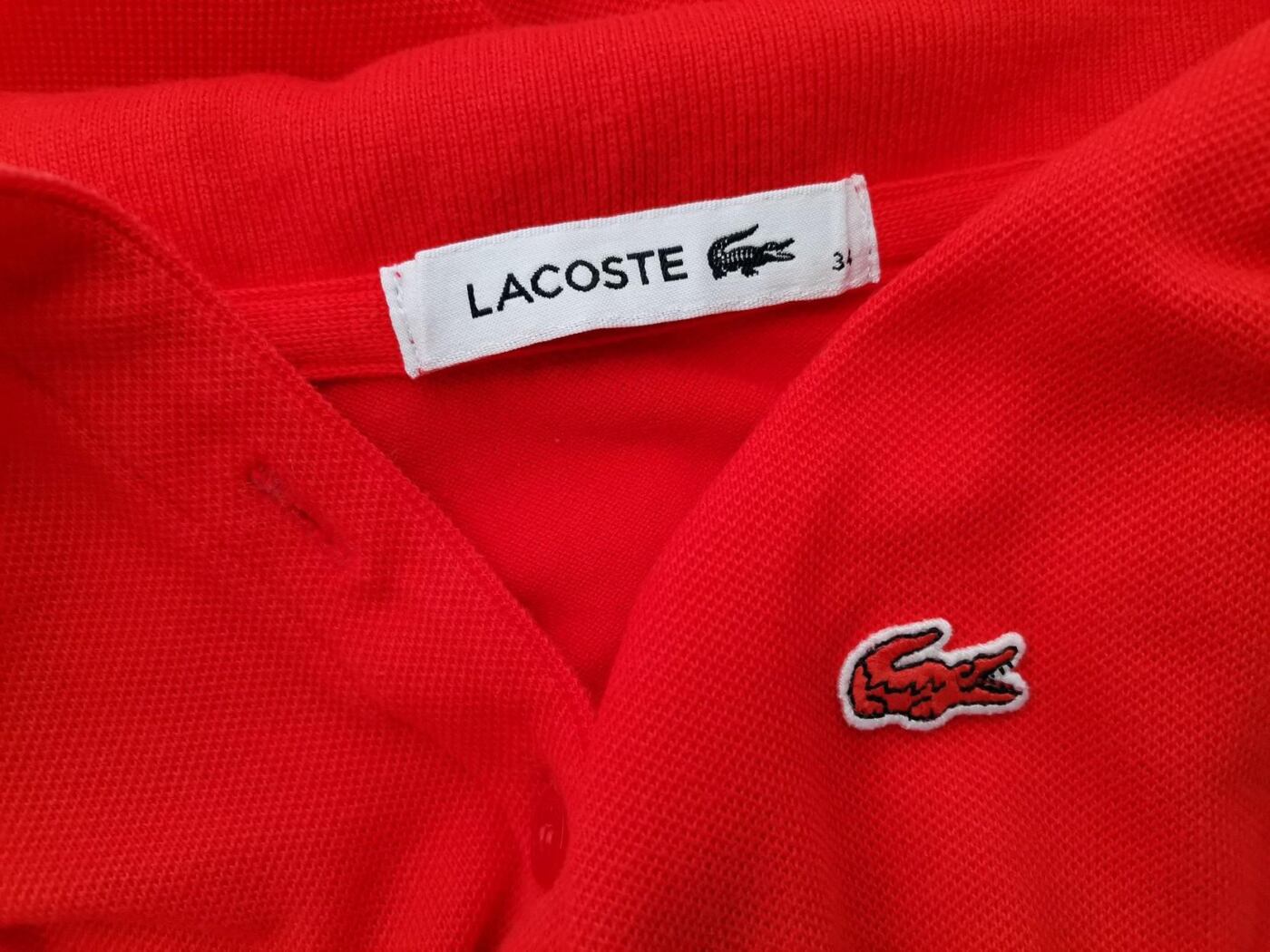 Lacoste Rozmiar 34 Kolor Czerwony Kołnierz Koszulka Polo Krótki rękaw Materiał Bawełna