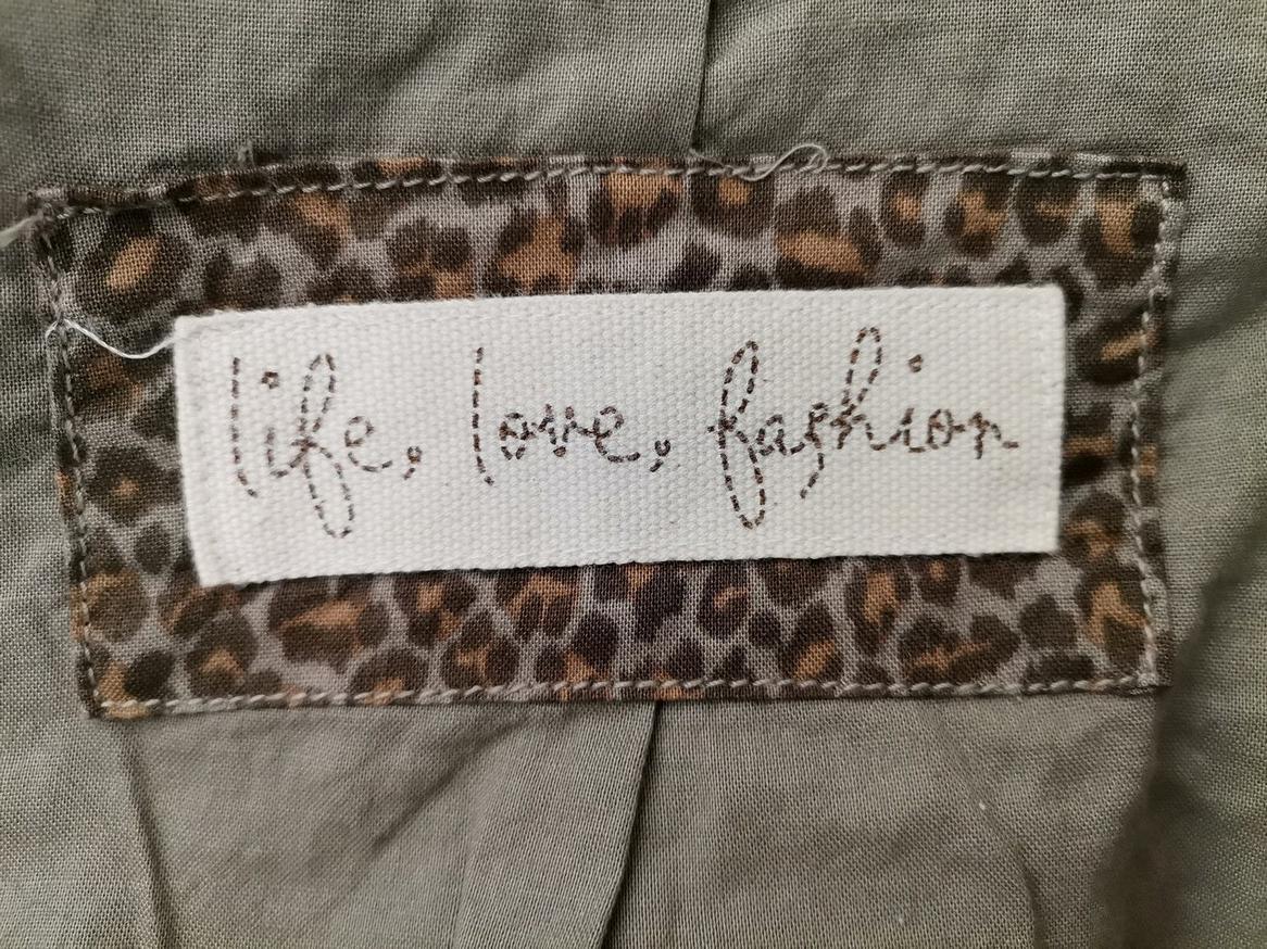 Life Love Fashion Rozmiar 10 (38) Kolor Khaki Kołnierz Żakiet z zapięciem Rękaw 3/4 Materiał Len 100%