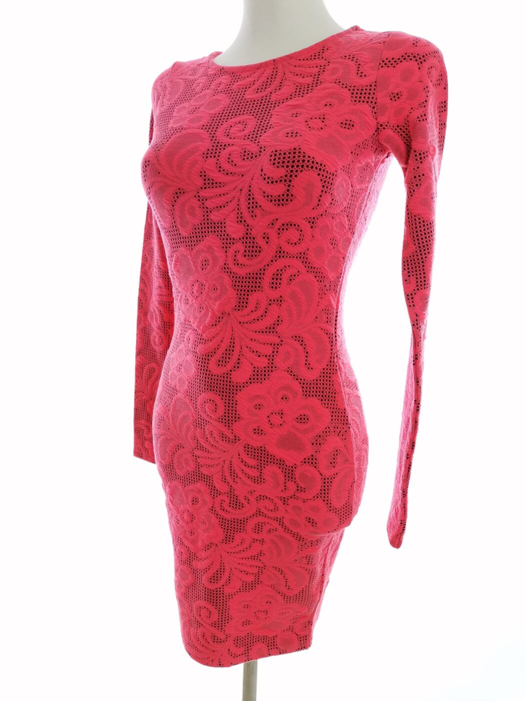 River island Rozmiar 6 (32) Kolor Różowy Crew Neck Sukienka Bodycon Długi rękaw Do Kolan