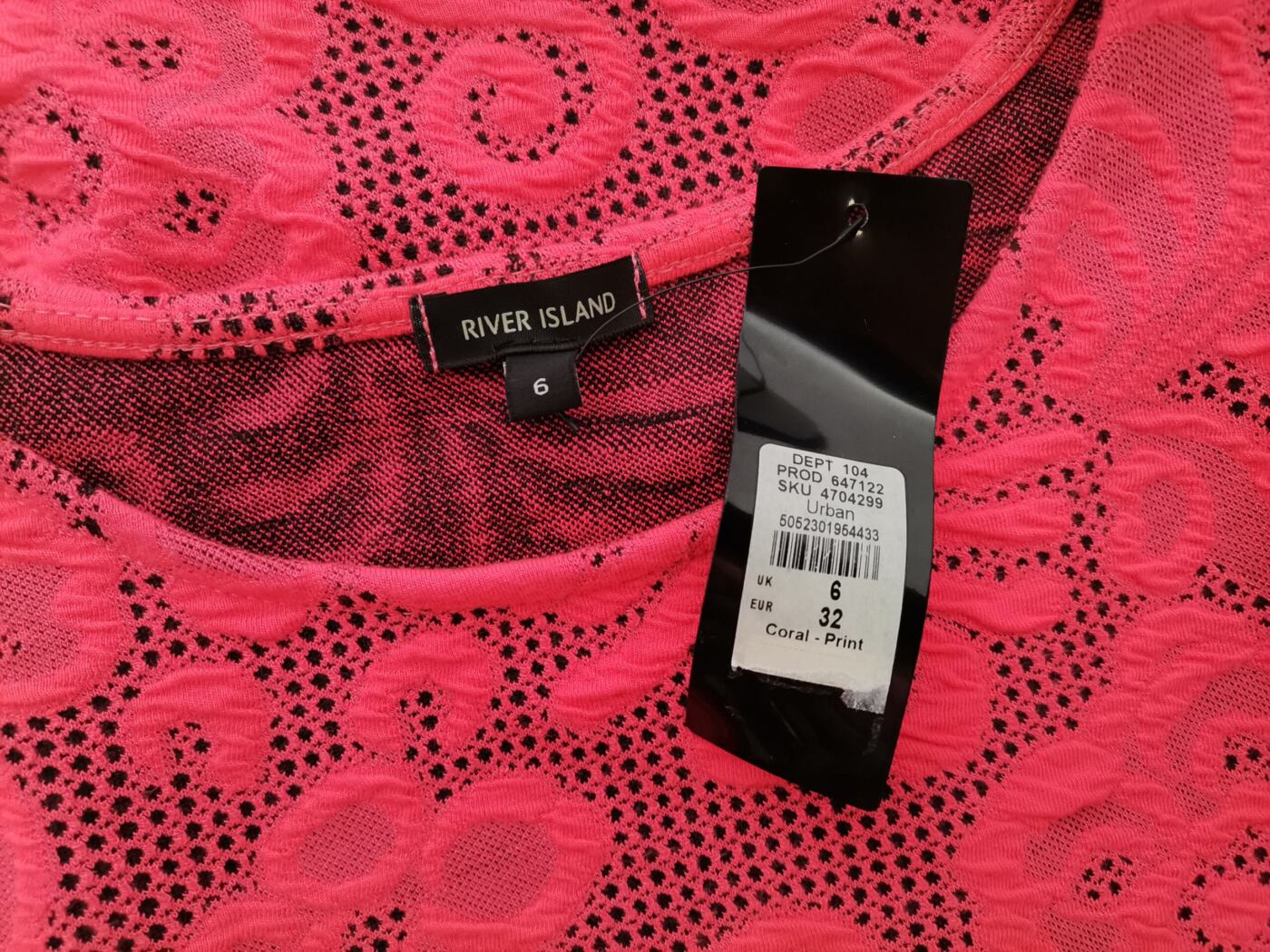 River island Rozmiar 6 (32) Kolor Różowy Crew Neck Sukienka Bodycon Długi rękaw Do Kolan