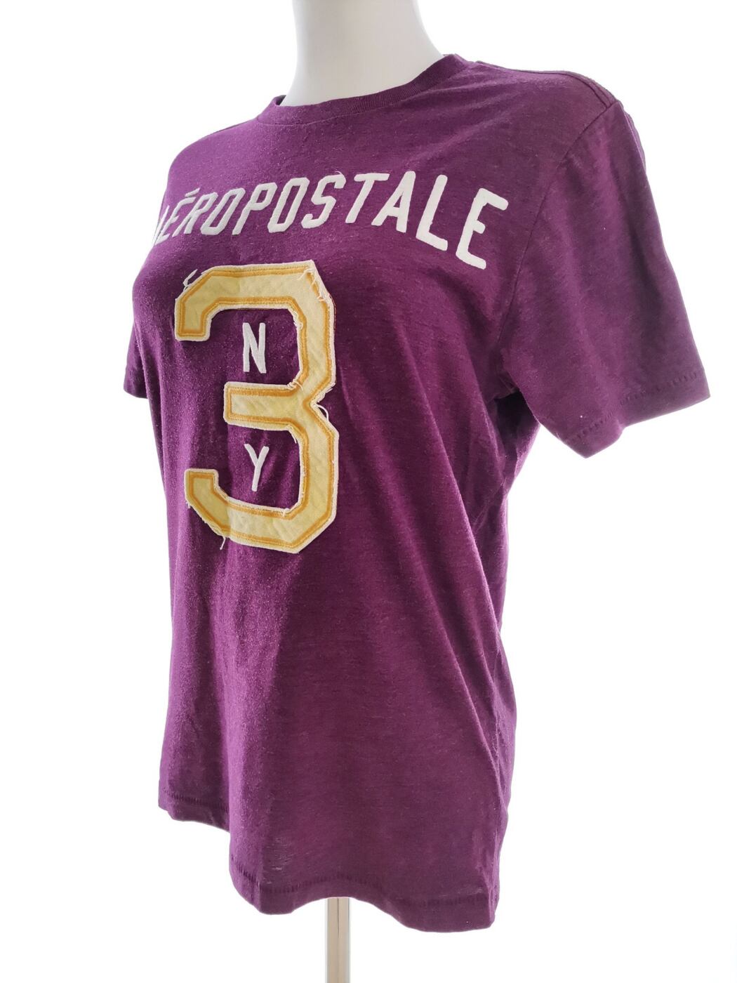 Aeropostale Rozmiar XS Kolor Purpurowy Crew Neck T-Shirt Krótki rękaw Materiał Bawełna