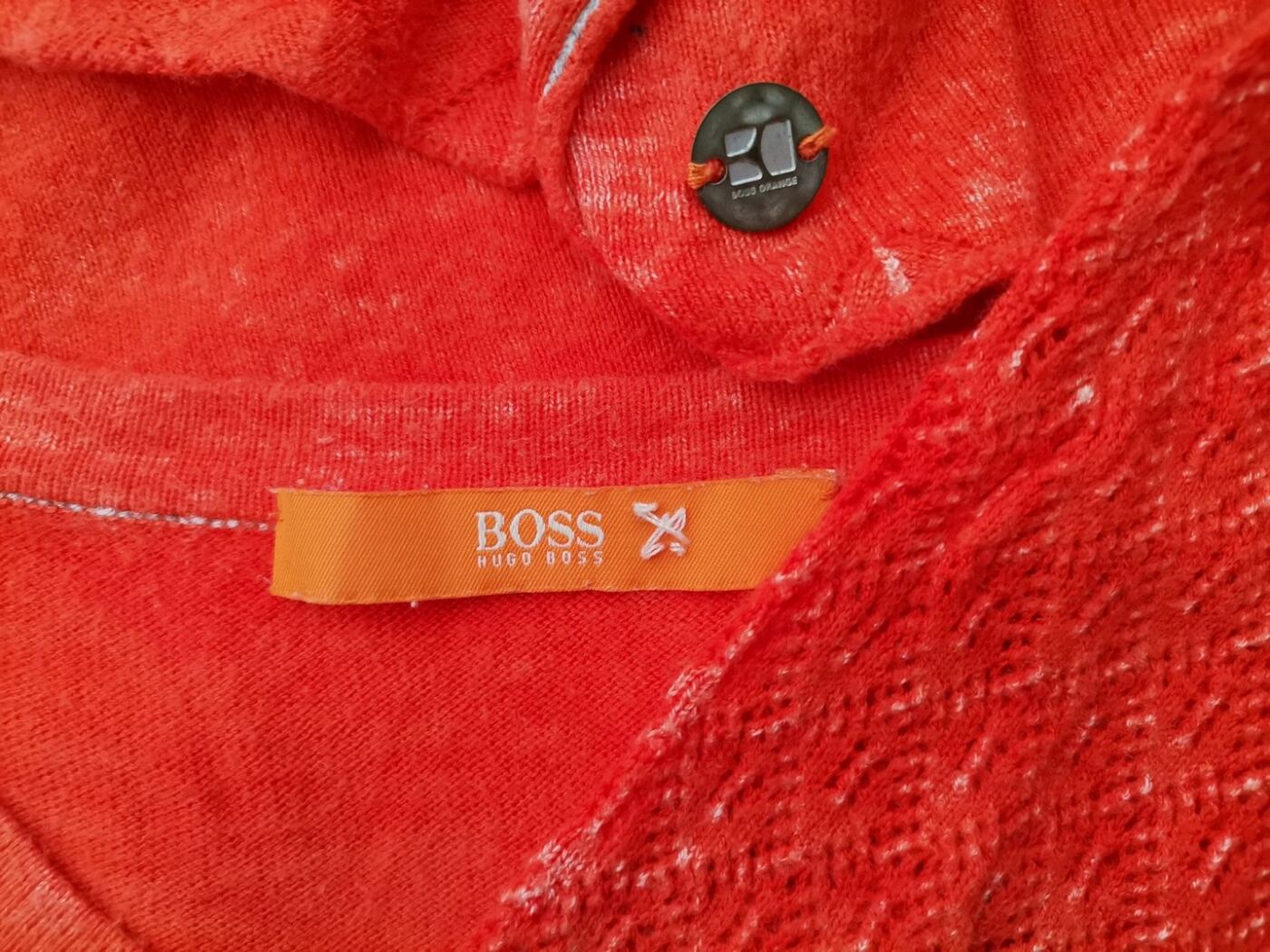 Hugo Boss Rozmiar 34-36 Kolor Pomarańczowy Okrągły dekolt Bluzka Rękaw 3/4 Materiał Wiskoza