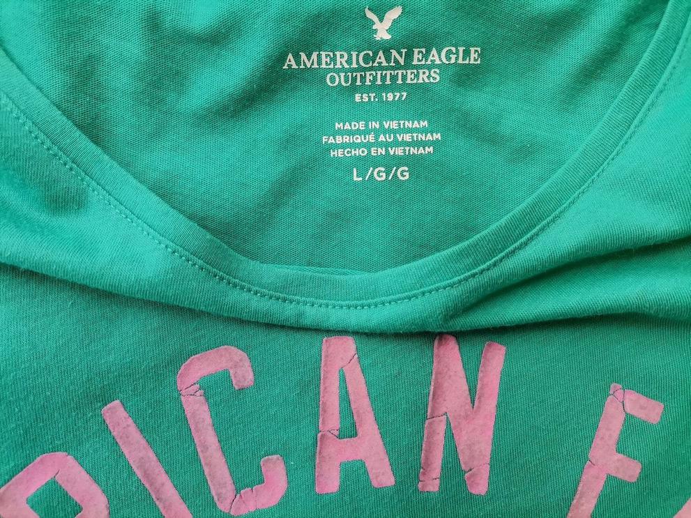 American Eagle Rozmiar L Kolor Zielony Męski T-Shirt Krótki rękaw Materiał Bawełna