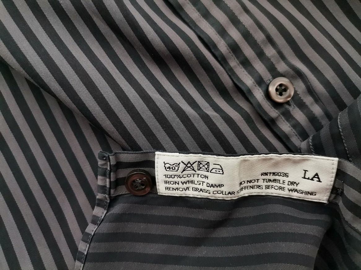 Charles Tyrwhitt Rozmiar L Kolor Szary Pasy Kołnierz Męska Koszula Casual Długi rękaw Materiał Bawełna 100%