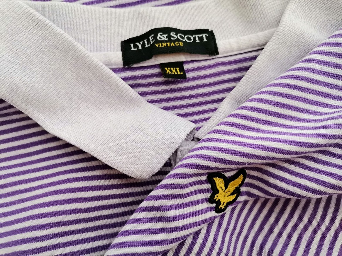 Lyle & Scott Rozmiar XXL Kolor Fioletowy Pasy Kołnierz Męska Koszula Polo Krótki rękaw Materiał Bawełna 100%