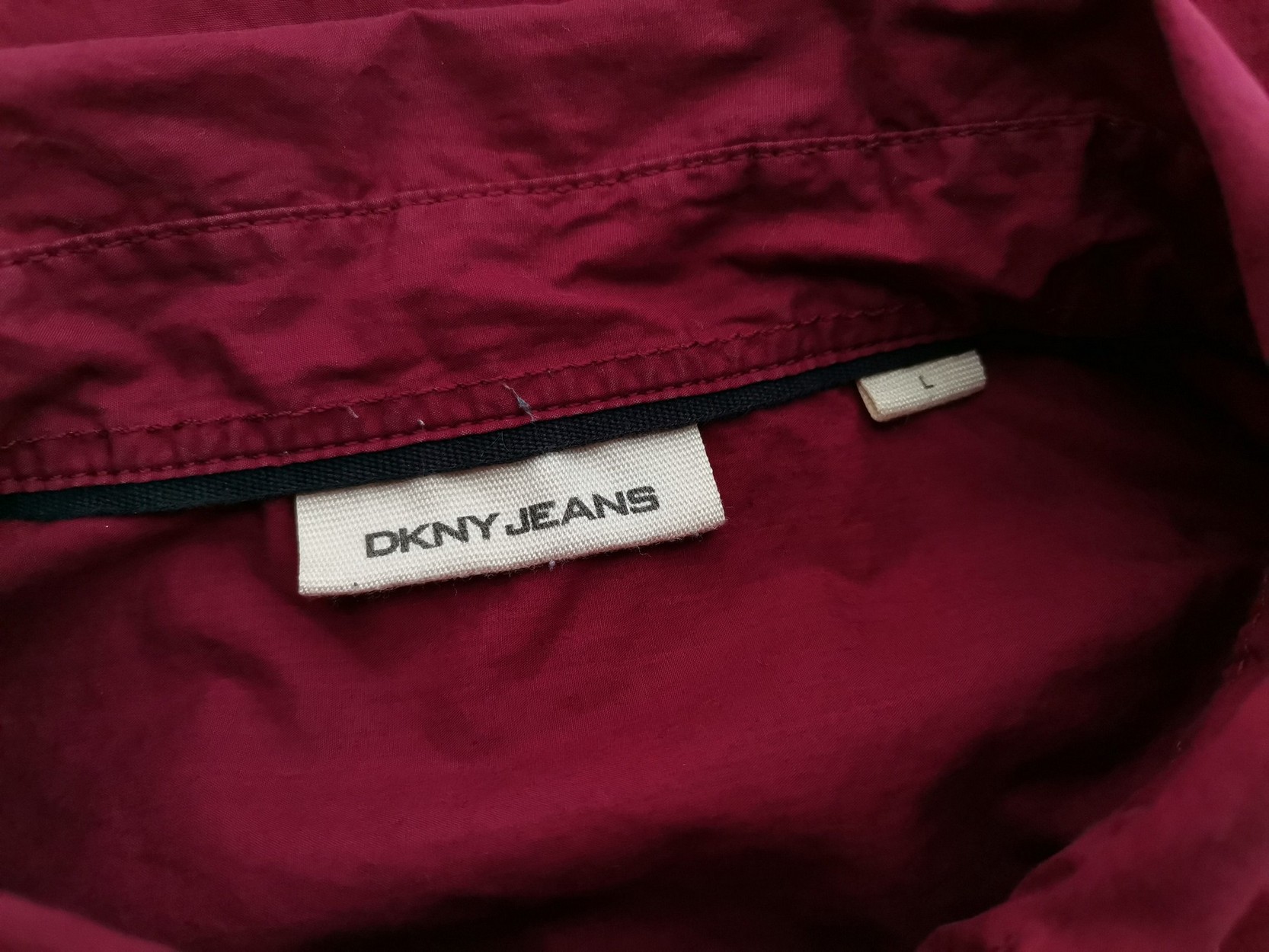 Dkny Jeans Rozmiar L Kolor Bordowy Kołnierz Męska Koszula Casual Krótki rękaw Materiał Bawełna 100%