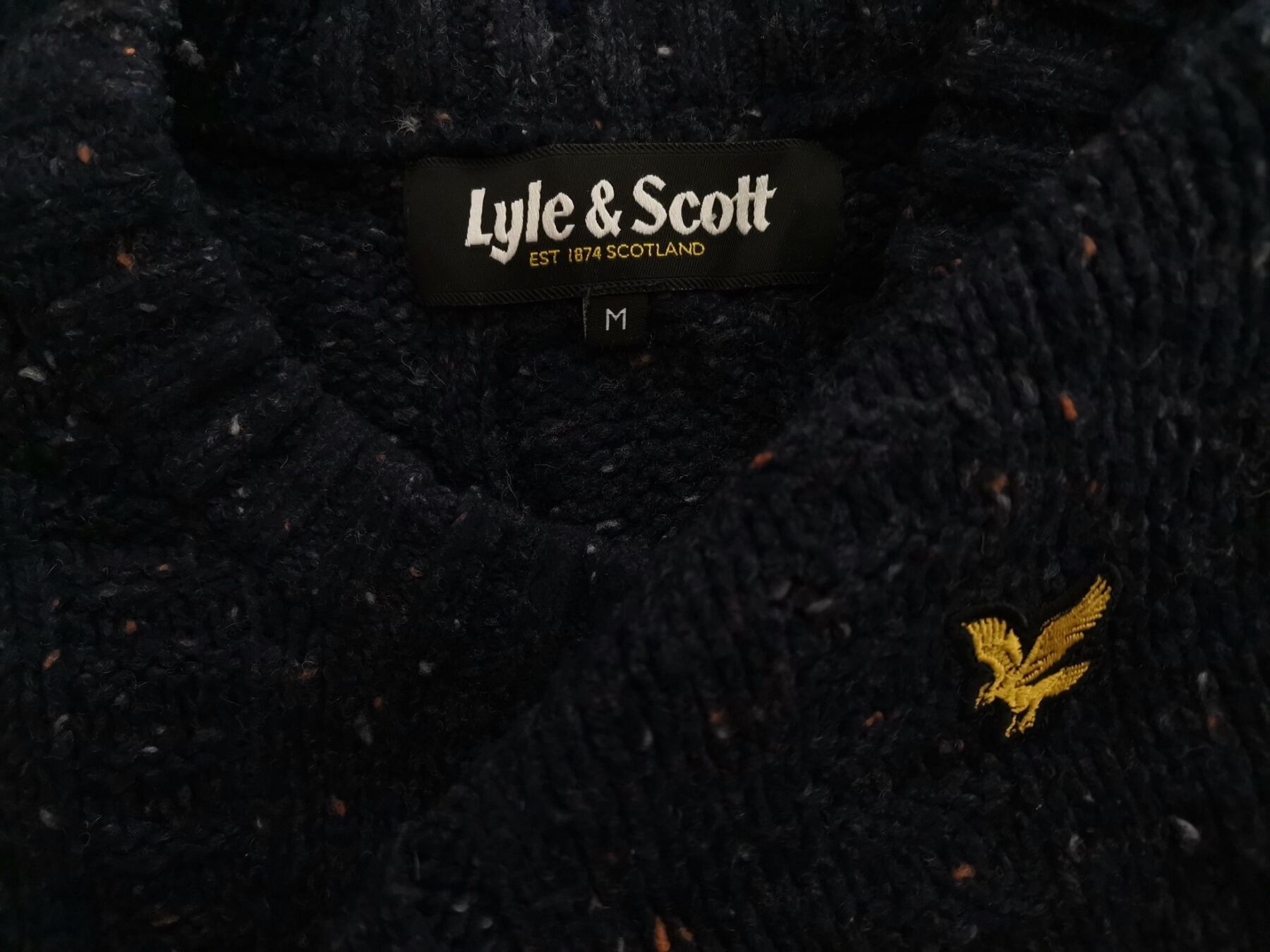 Lyle & Scott Rozmiar M Kolor Granatowy Męski Sweter Długi rękaw Materiał Wełna Merino