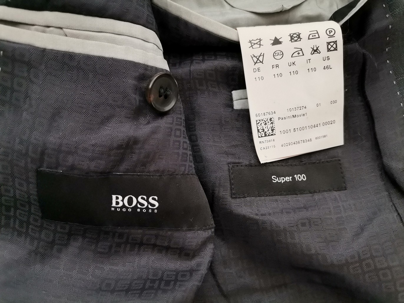 Hugo Boss Rozmiar XL Kolor Szary Krata Męska Marynarka Długi rękaw Materiał Schurwolle