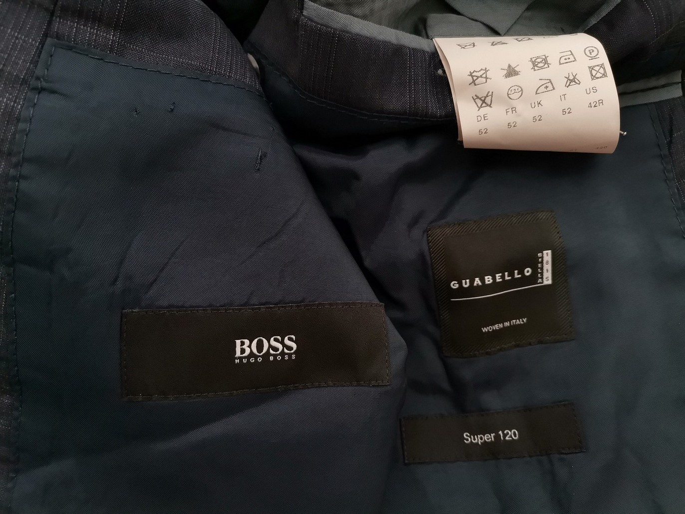 Hugo Boss Rozmiar 52 Kolor Granatowy Krata Męska Marynarka Długi rękaw Materiał Schurwolle