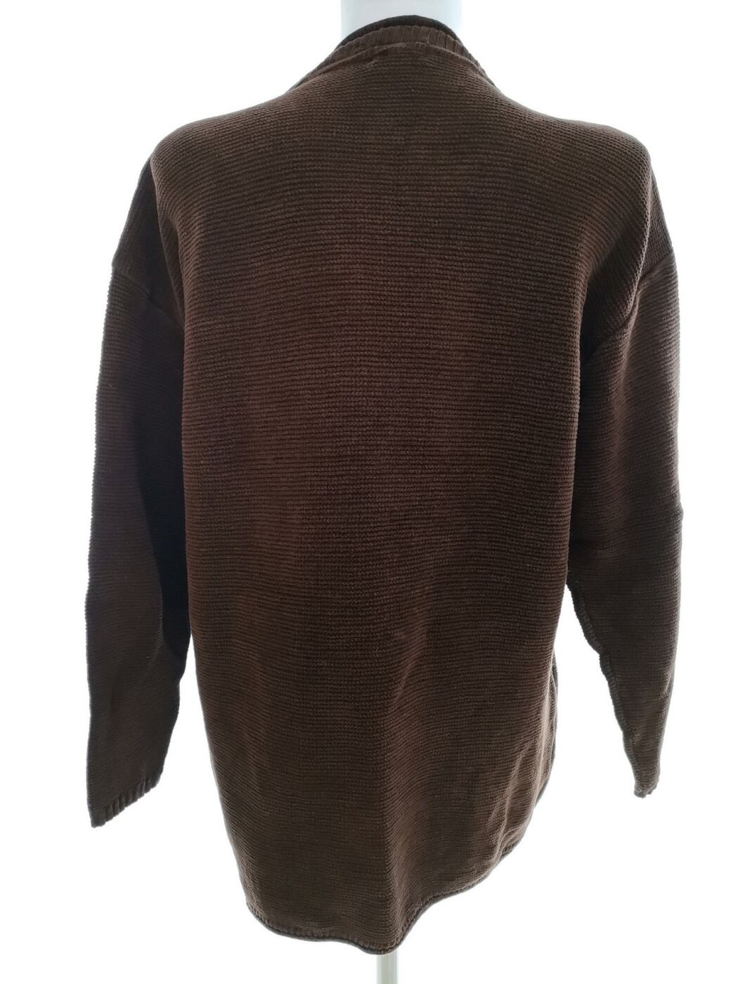 Uno Rozmiar ONE SIZE (46/48) Kolor Brązowy Crew Neck Sweter Rękaw 3/4 Materiał Bawełna 100% Cienka dzianina