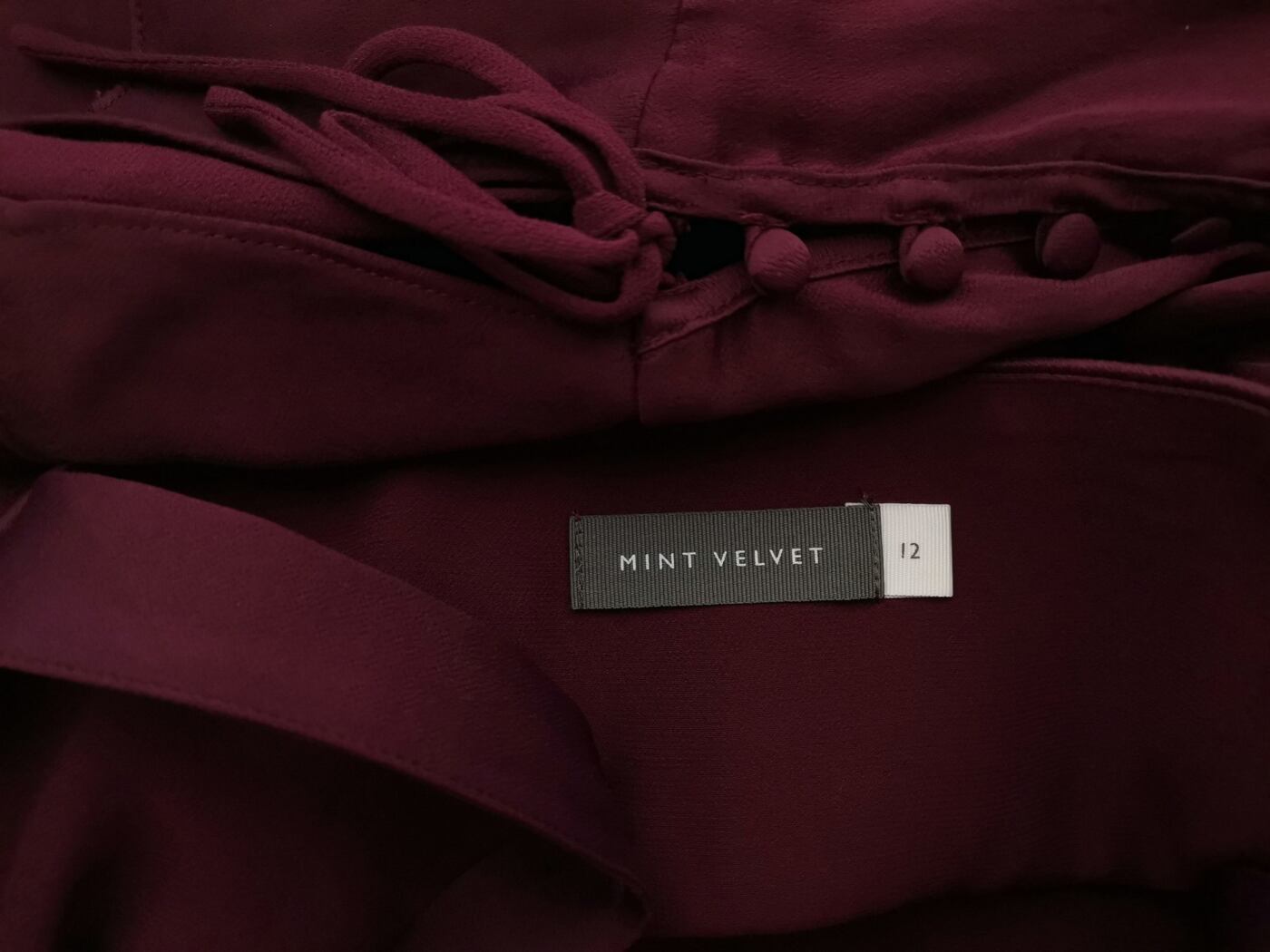 Mint Velvet Rozmiar 12 (40) Kolor Purpurowy Kwadratowy dekolt Bluzka Rękaw 3/4 Materiał Wiskoza 100%