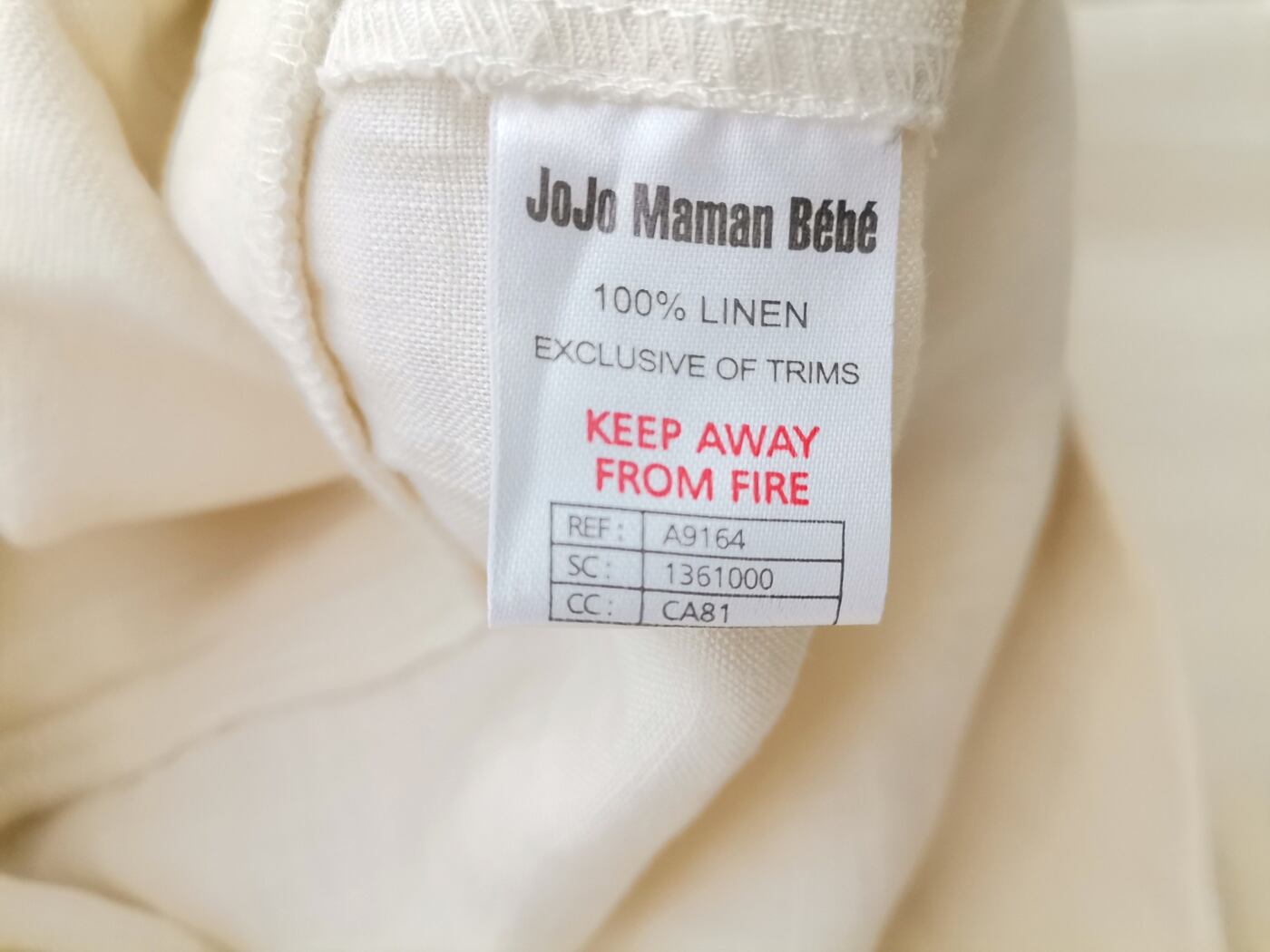 Jojo Maman Bebe Rozmiar 8 (36) Kolor Kremowy Spodnie Casual Materiał Len 100%