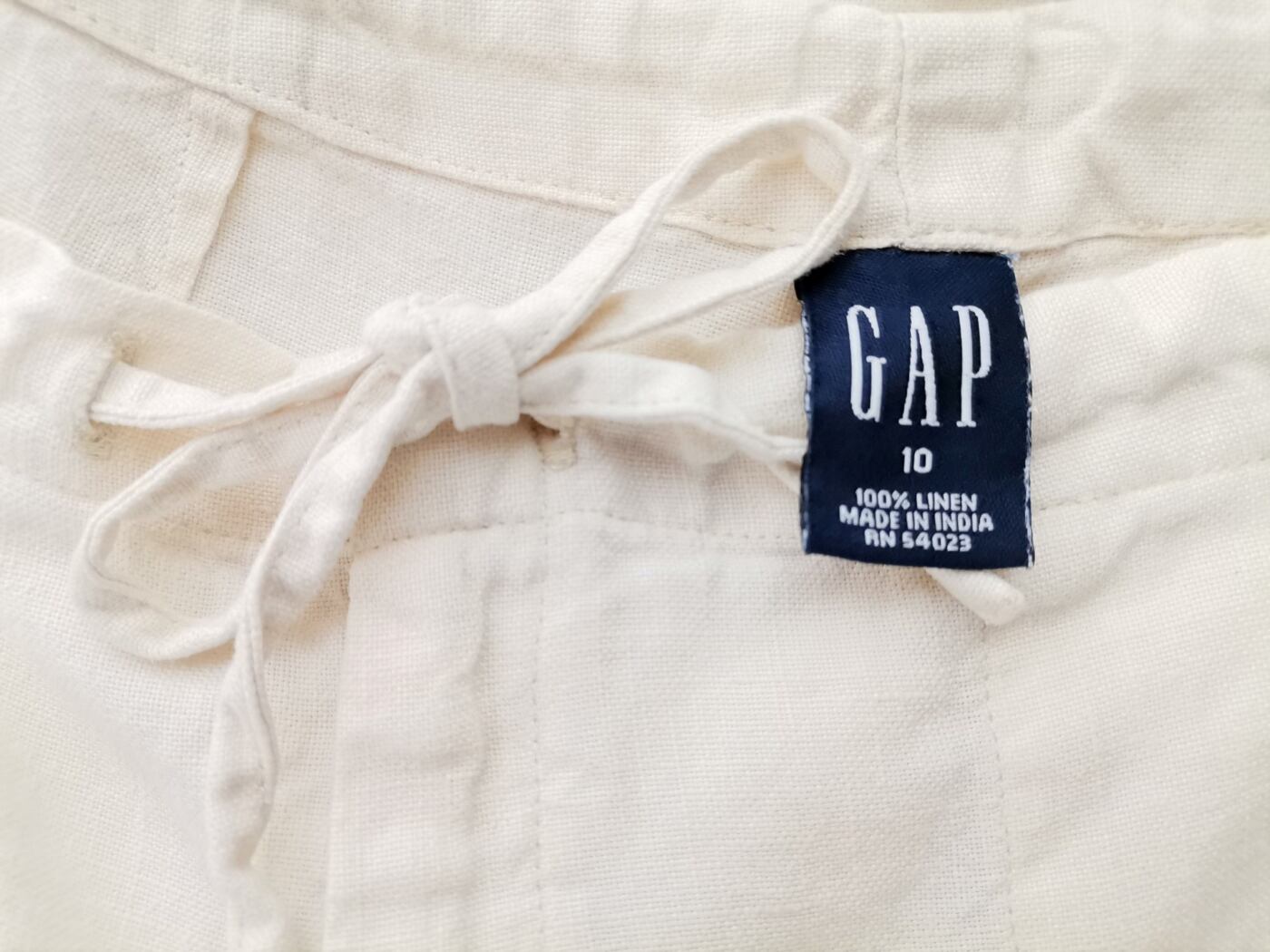 Gap Rozmiar 10 (38) Kolor Kremowy Spodnie Casual Materiał Len 100%