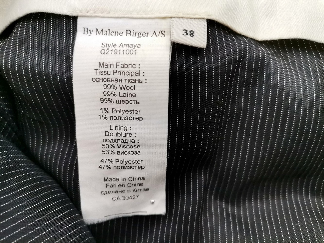 BY MALENE BIRGER Rozmiar 38 Kolor Czarny Pasy Spodnie Eleganckie Materiał Wełna