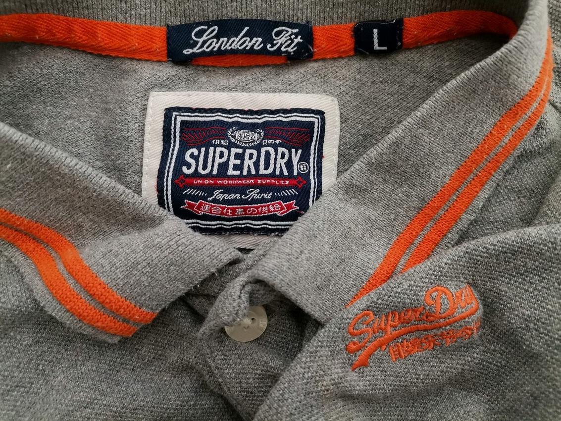 Superdry Rozmiar L Kolor Szary Kołnierz Męska Koszula Polo Krótki rękaw Materiał Bawełna 100%