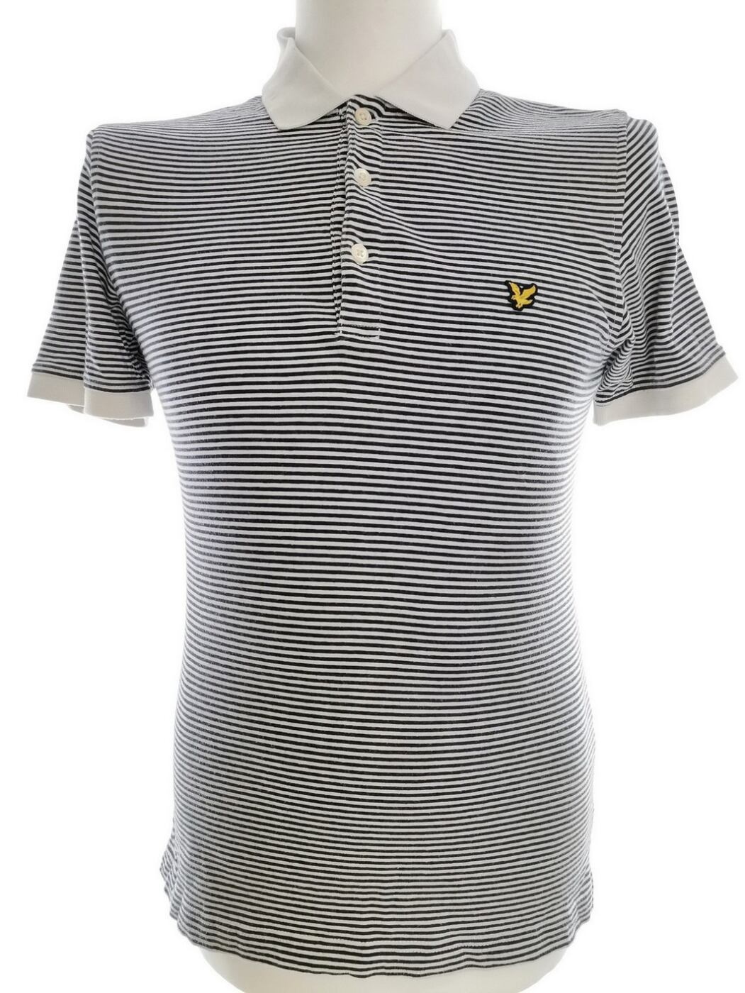 Lyle & Scott Rozmiar M Kolor Biały Pasy Kołnierz Męska Koszula Polo Krótki rękaw Materiał Bawełna 100%