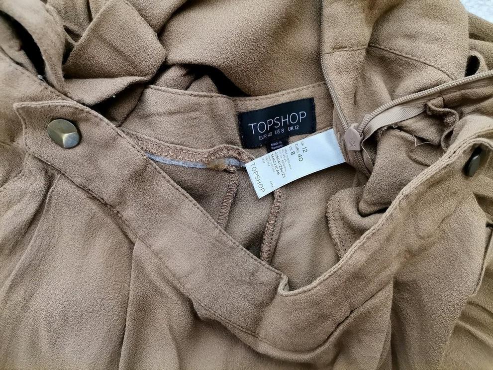 Topshop Rozmiar 40 Kolor Brązowy Spodnie Casual Materiał Wiskoza 100%