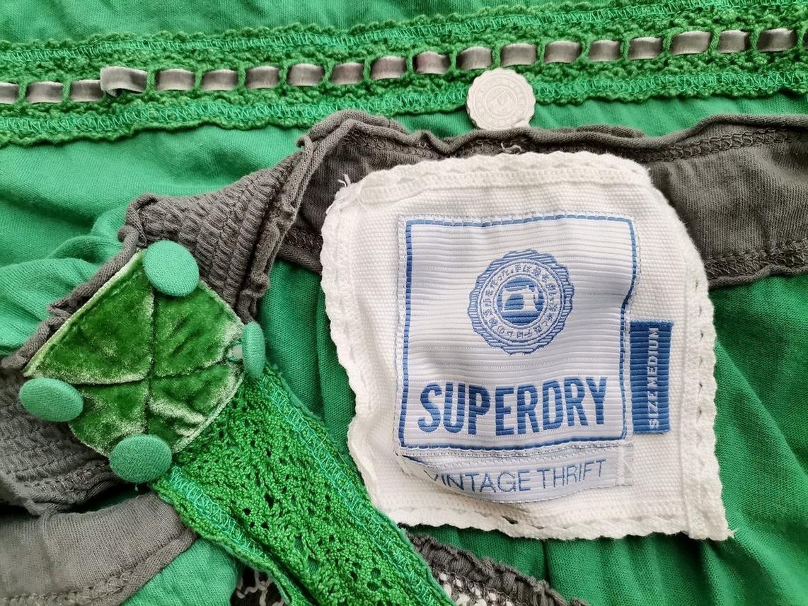 Superdry Rozmiar M Kolor Zielony Kwadratowy dekolt Bluzka Bezrękawnik Materiał Bawełna 100%