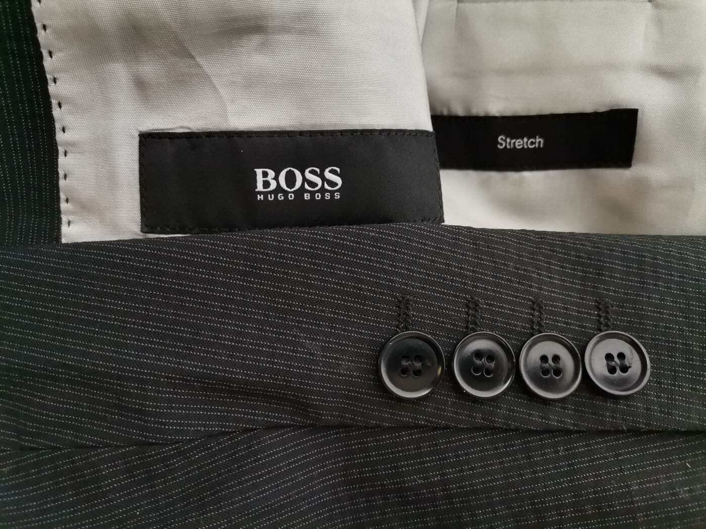 Hugo Boss Rozmiar 54 Kolor Szary Pasy Męska Marynarka Długi rękaw Materiał Schurwolle