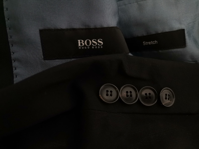 Hugo Boss Rozmiar 2 (M) Kolor Czarny Męska Marynarka Długi rękaw Materiał Schurwolle