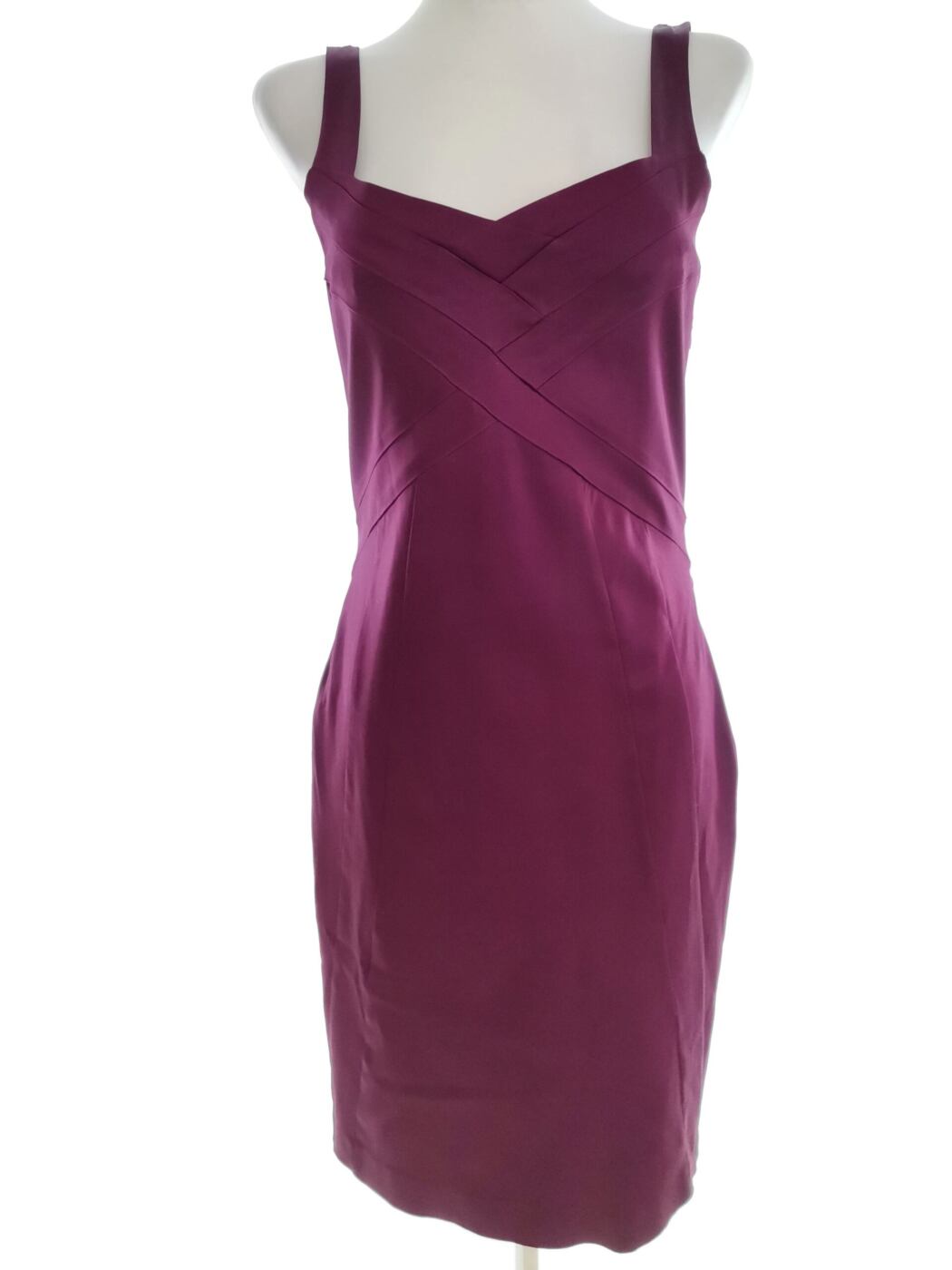 InWear Rozmiar 38 Kolor Purpurowy Dekolt Serce Sukienka Bodycon Bezrękawnik Midi