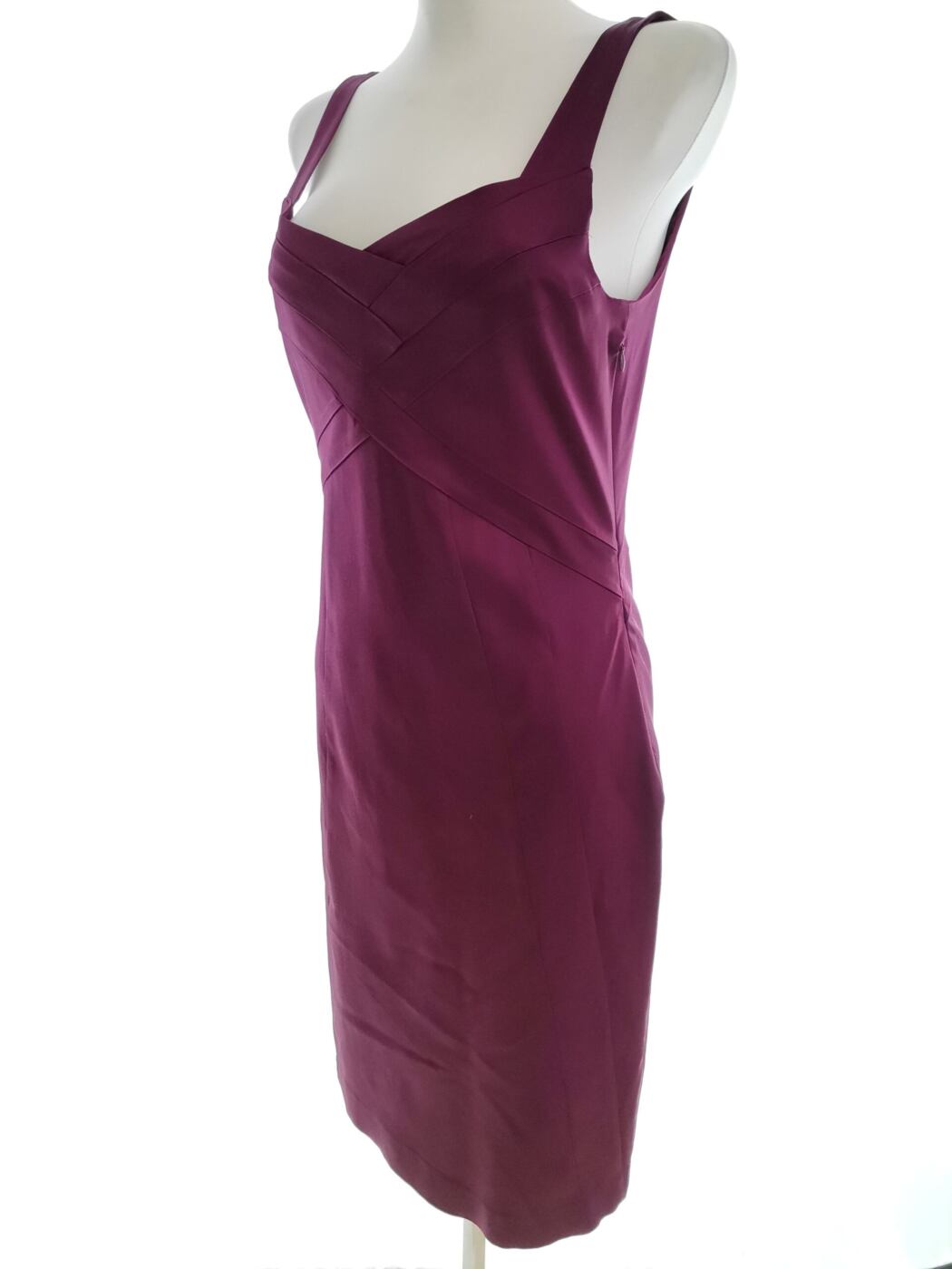 InWear Rozmiar 38 Kolor Purpurowy Dekolt Serce Sukienka Bodycon Bezrękawnik Midi