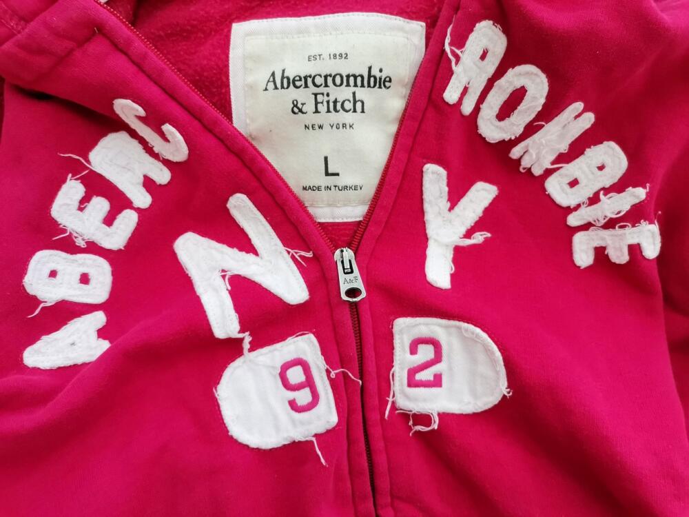 ABERCROMBIE & FITCH Rozmiar L Kolor Różowy Bluza na suwak Długi rękaw Materiał Bawełna 100%