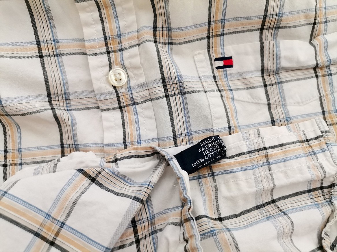 Tommy hilfiger Rozmiar L Kolor Szary Krata Kołnierz Męska Koszula Casual Długi rękaw Materiał Bawełna 100%