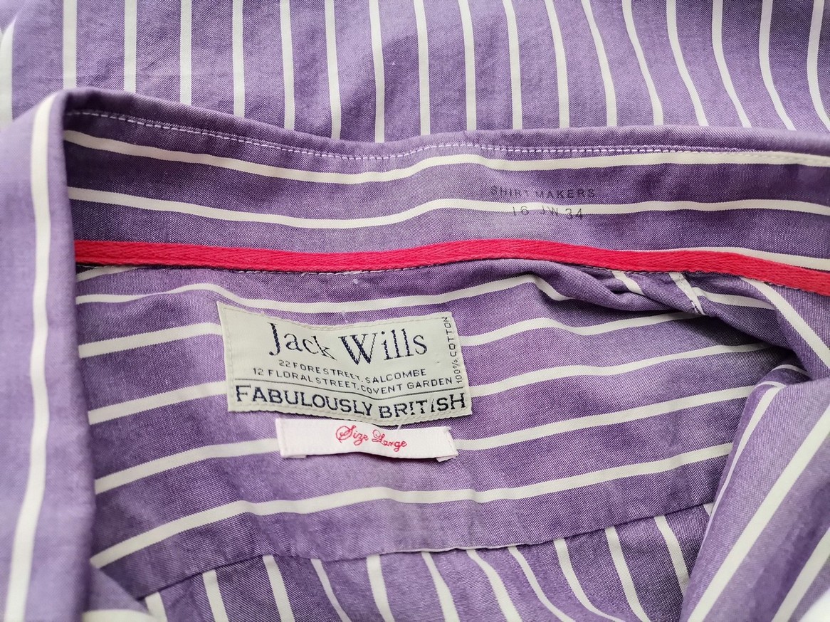 Jack Wills Rozmiar L Kolor Fioletowy Pasy Kołnierz Męska Koszula Casual Długi rękaw Materiał Bawełna 100%