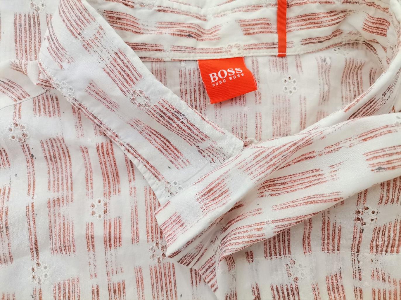 Hugo Boss Rozmiar XXL Kolor Kremowy Kołnierz Męska Koszula Casual Krótki rękaw Materiał Bawełna 100%