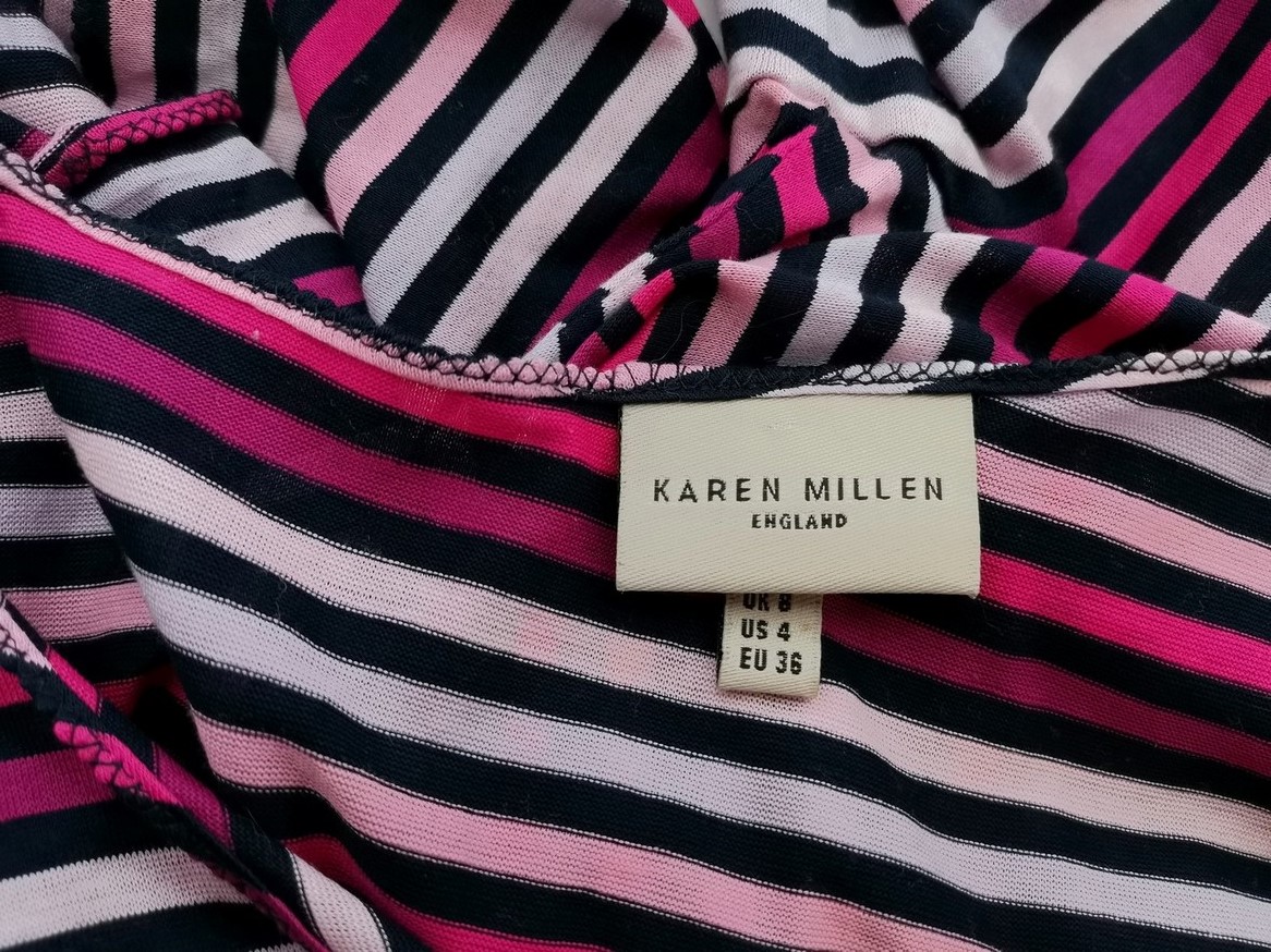 Karen MILLEN Rozmiar 36 Kolor Różowy Pasy Dekolt U Bluzka Rękaw 3/4 Materiał Bawełna