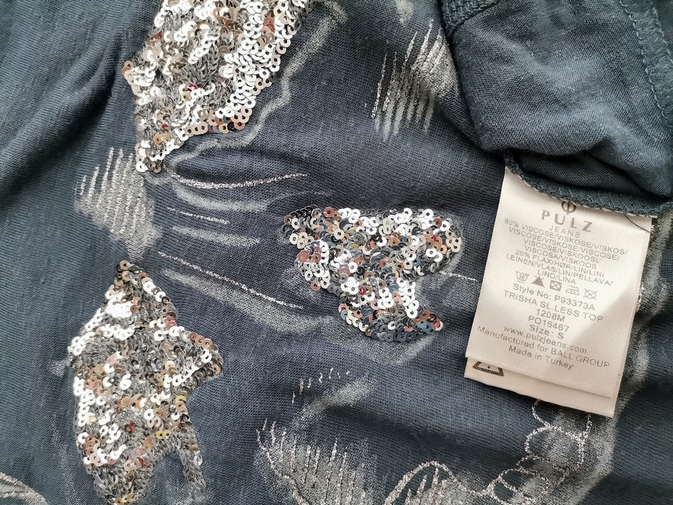 Pulz jeans Rozmiar S Kolor Granatowy Okrągły dekolt Bluzka Bezrękawnik Materiał Wiskoza