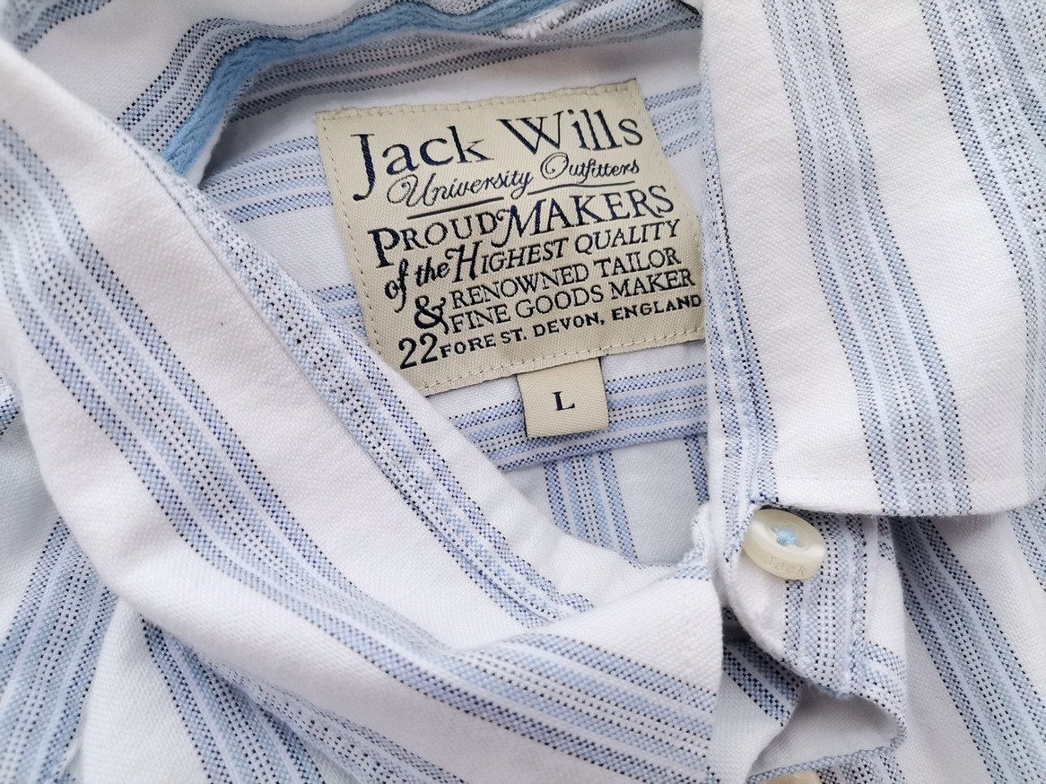 Jack Wills Rozmiar L Kolor Niebieski Pasy Kołnierz Męska Koszula Casual Długi rękaw Materiał Bawełna 100%