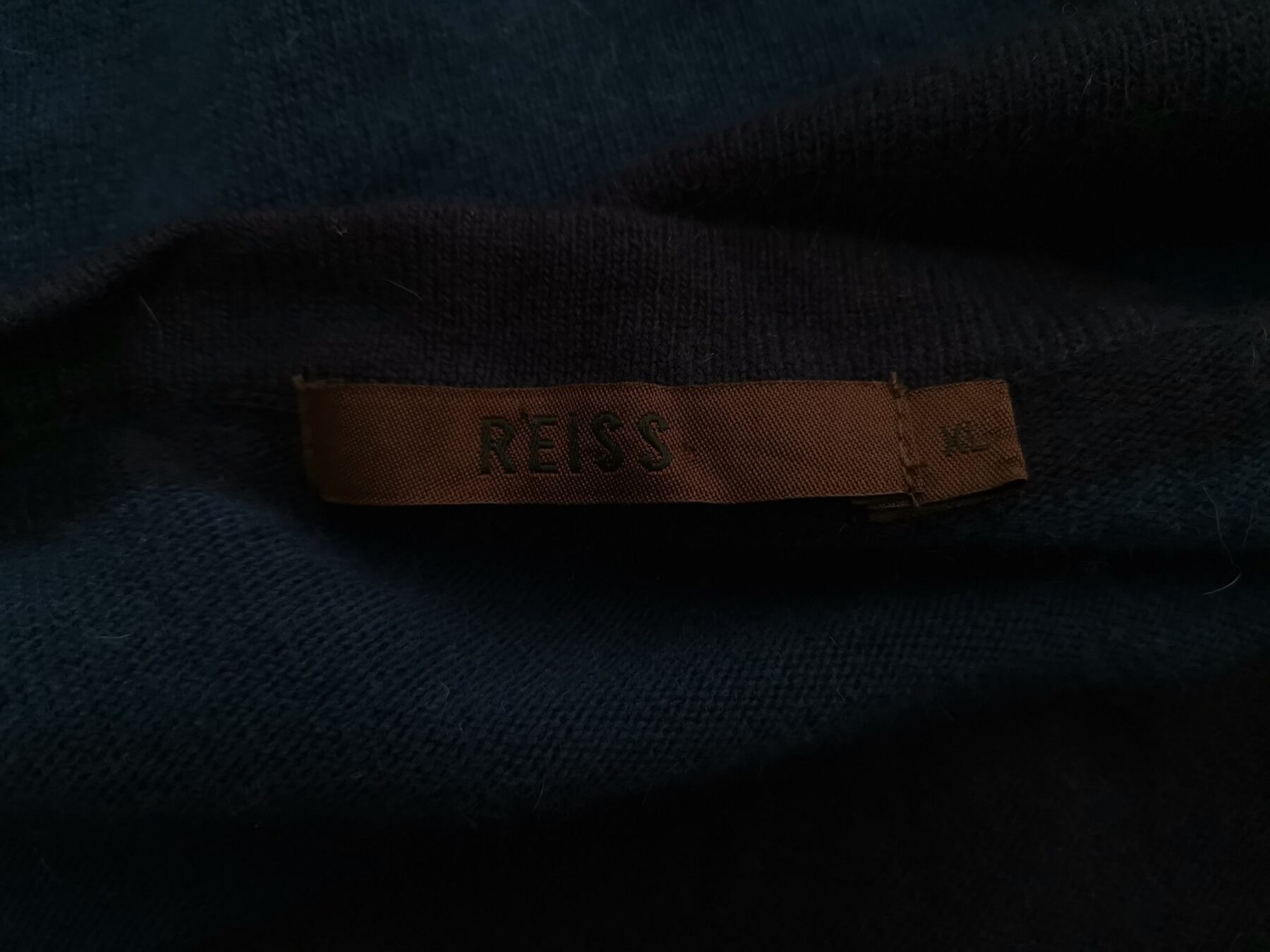 Reiss Rozmiar XL Kolor Niebieski Pasy Męski Sweter Rozpinany Długi rękaw Materiał Wiskoza