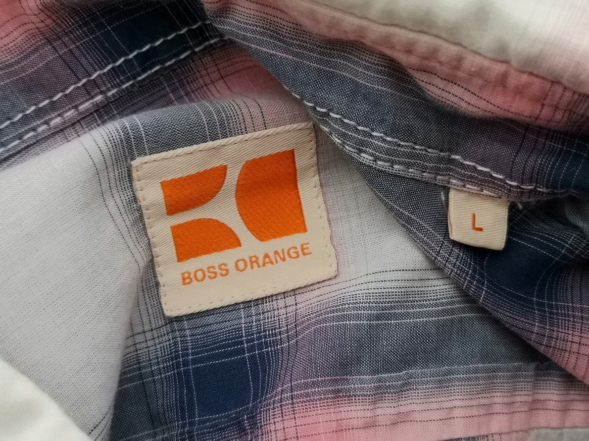 Hugo Boss Orange Rozmiar L Kolor Niebieski Krata Kołnierz Męska Koszula Casual Długi rękaw Materiał Bawełna 100%