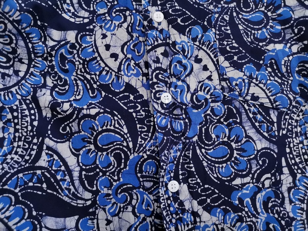 Batik Rozmiar 16/16,5 (L) Kolor Granatowy Kołnierz Męska Koszula Casual Długi rękaw