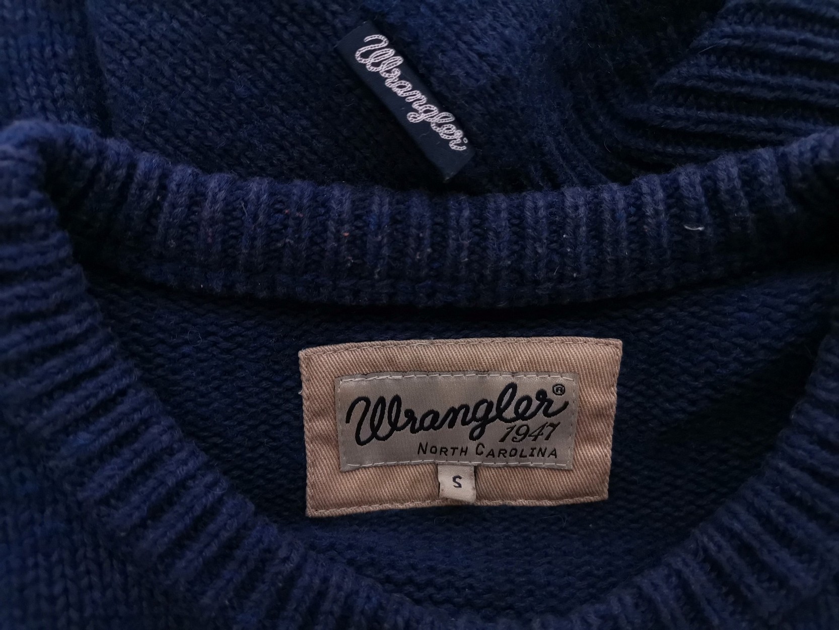 Wrangler Rozmiar S Kolor Granatowy Męski Sweter Długi rękaw Materiał Bawełna