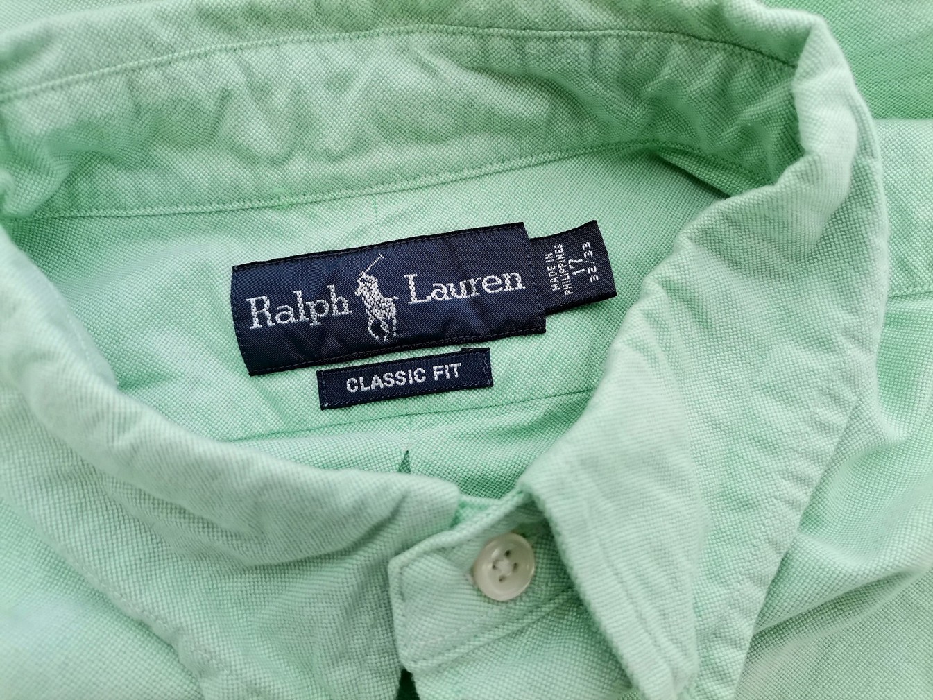 Ralph Lauren Rozmiar 17 (32/33) Kolor Miętowy Kołnierz Męska Koszula Casual Długi rękaw Materiał Bawełna 100%