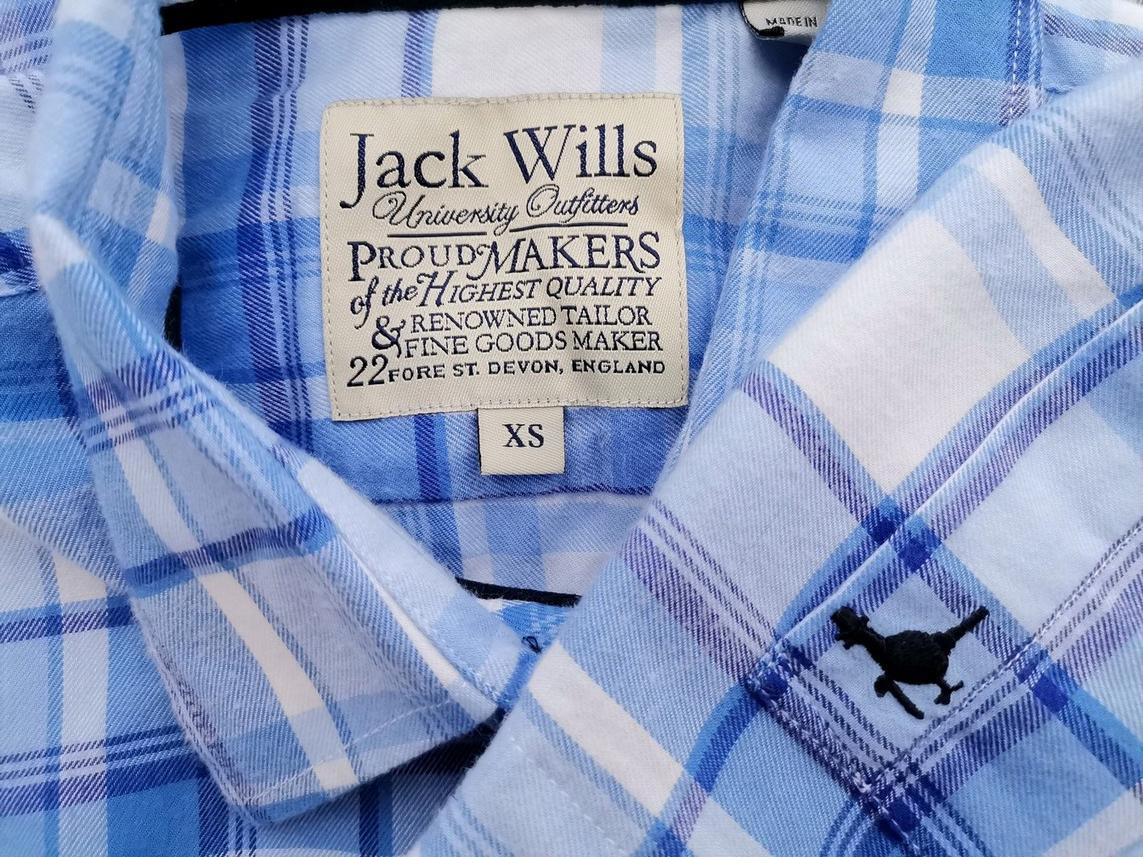 Jack Wills Rozmiar XS Kolor Niebieski Krata Kołnierz Męska Koszula Casual Długi rękaw Materiał Bawełna 100%