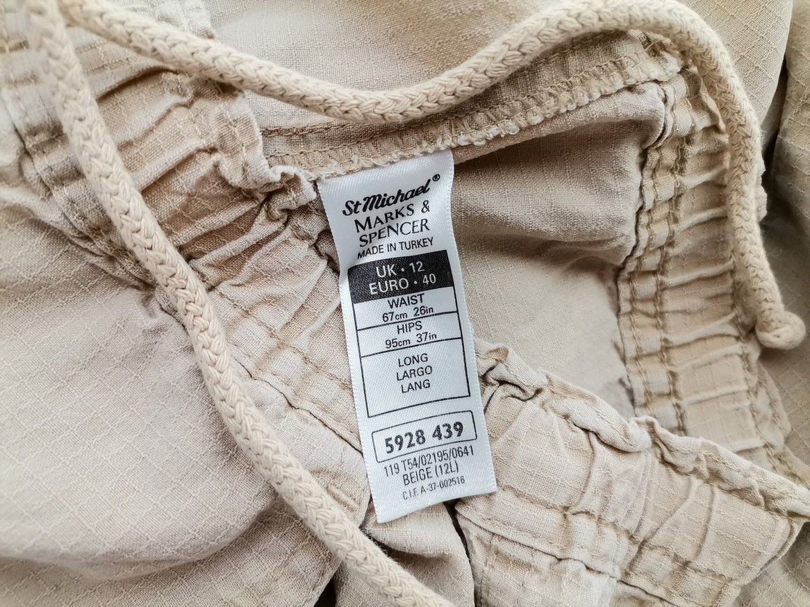 Marks&spencer Rozmiar 12 (40) Kolor Beżowy Spodnie Casual Materiał Lyocell 100%