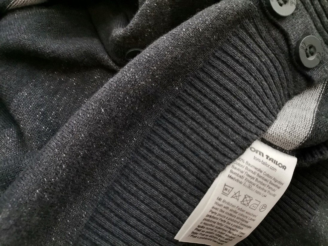 Denim Rozmiar L Kolor Szary Pasy Męski Sweter Rozpinany Długi rękaw Materiał Bawełna 100%