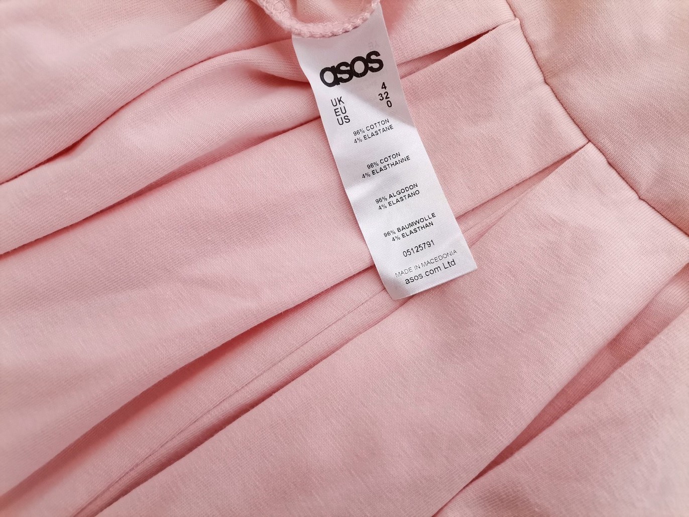 ASOS Rozmiar 4 (32) Kolor Pudrowy Róż Dekolt U Sukienka A-Line Krótki rękaw Midi Materiał Bawełna